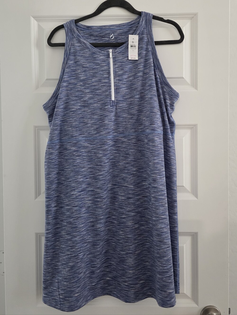 NWT Super Soft Lou & Grey Blue Zip-Front Athletic Dress With Built In Bra.